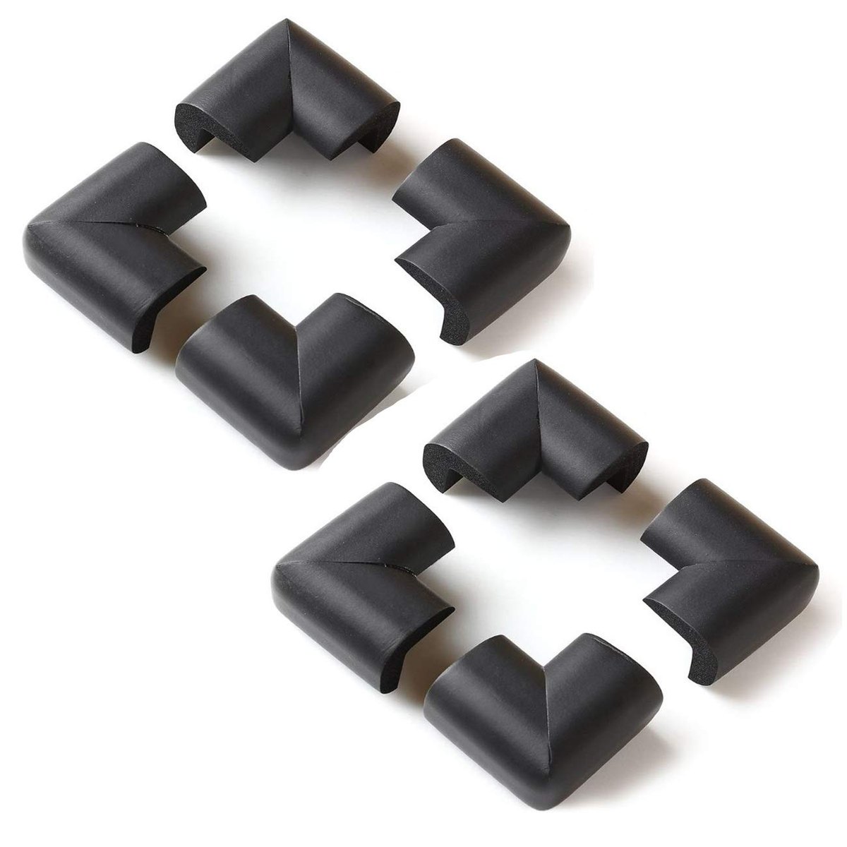 8 x AKORD Extra Thick Baby Safety Corner Protection, black – foam corner protectors