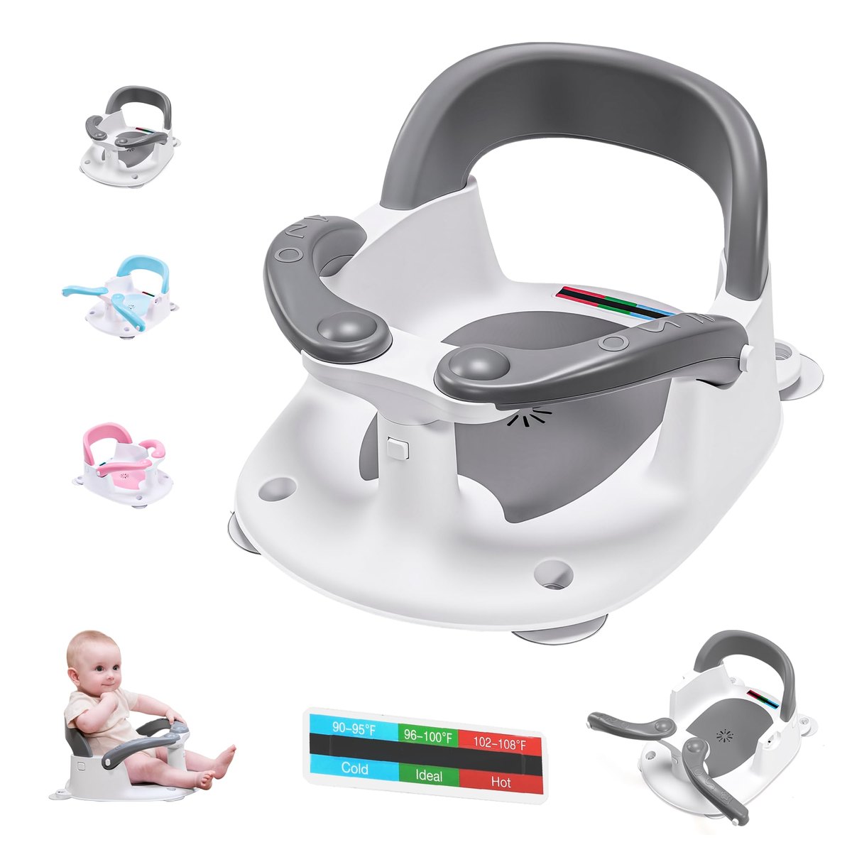 babove Baby Bath seat for Babies 6 Months & up, grey – bath-time accessory