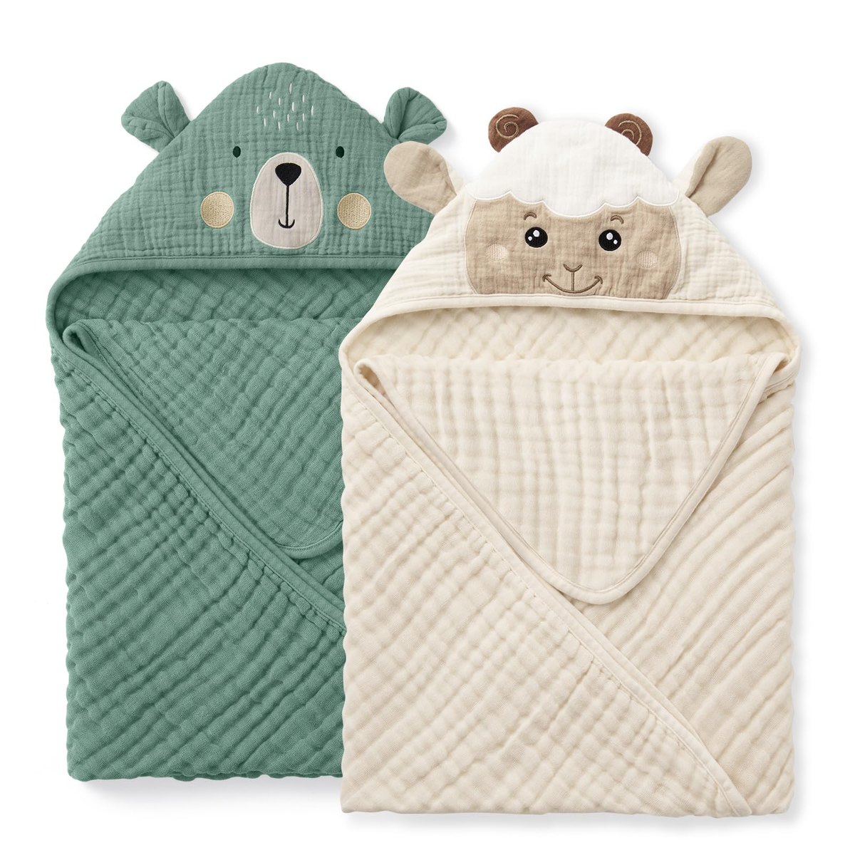 Blissful Diary Muslin Baby Hooded Towel 2 Pack – bath-time accessory