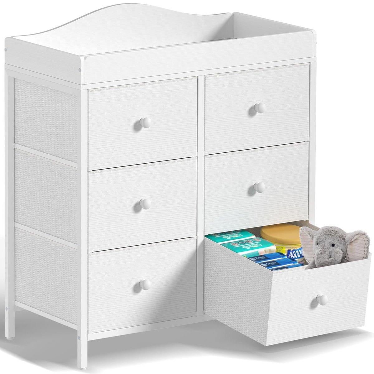 BOLUO Changing Table Dresser with 6 Fabric Drawers – wall-mounted changing table