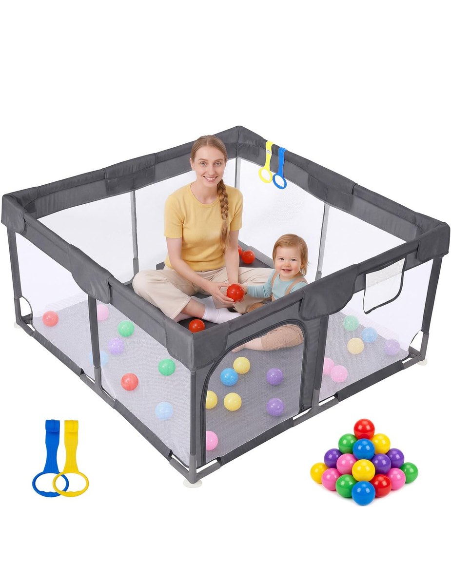 Dripex Baby Playpen for Baby and Toddlers, grey – baby playpen