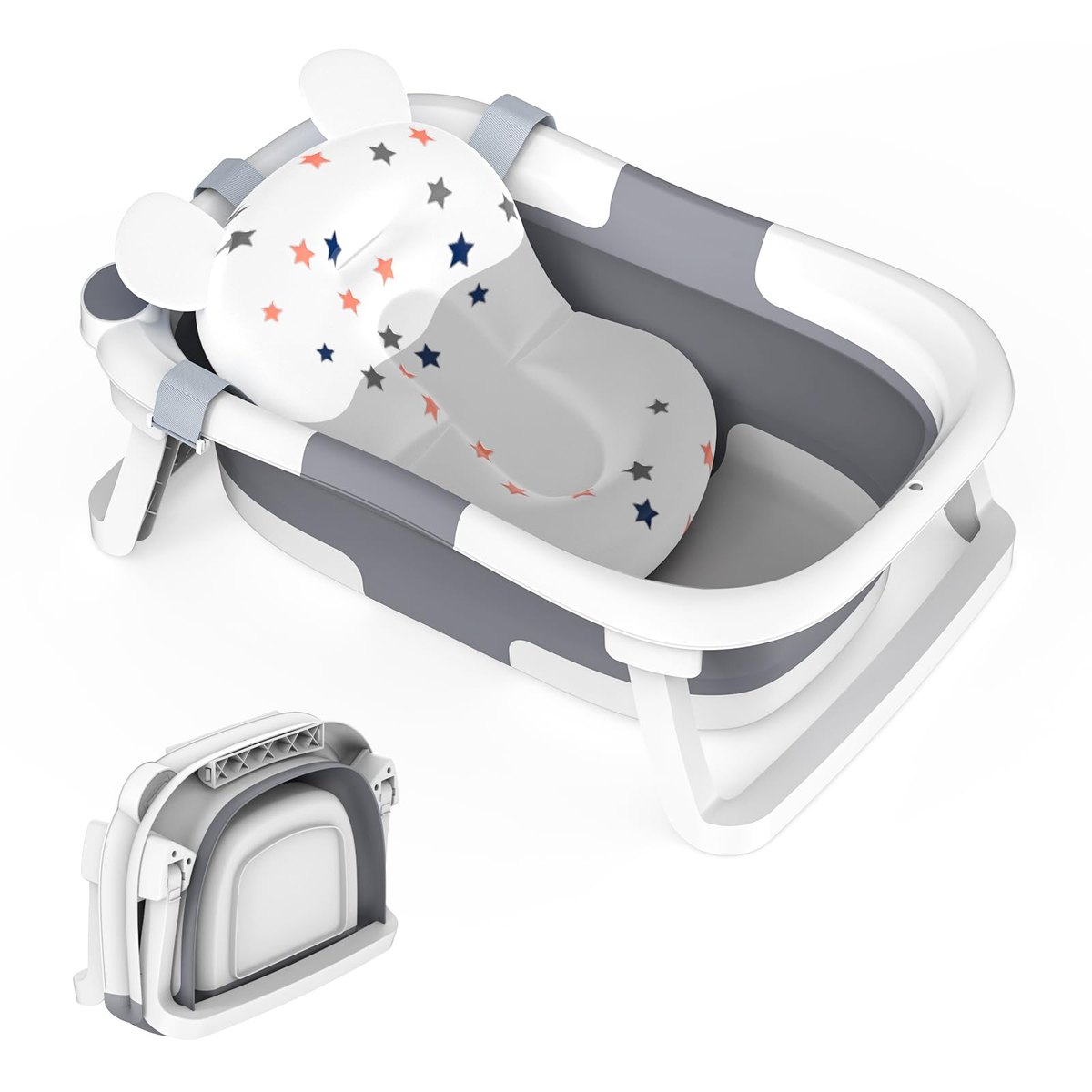 Foldable Baby Bath tub Collapsible Toddler Bathtub with Baths Support – baby bath tub