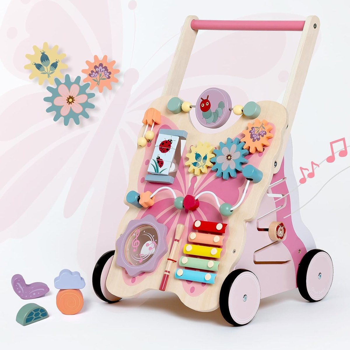 Giant bean Wooden Baby Walker for Boys and Girls – push-along walker