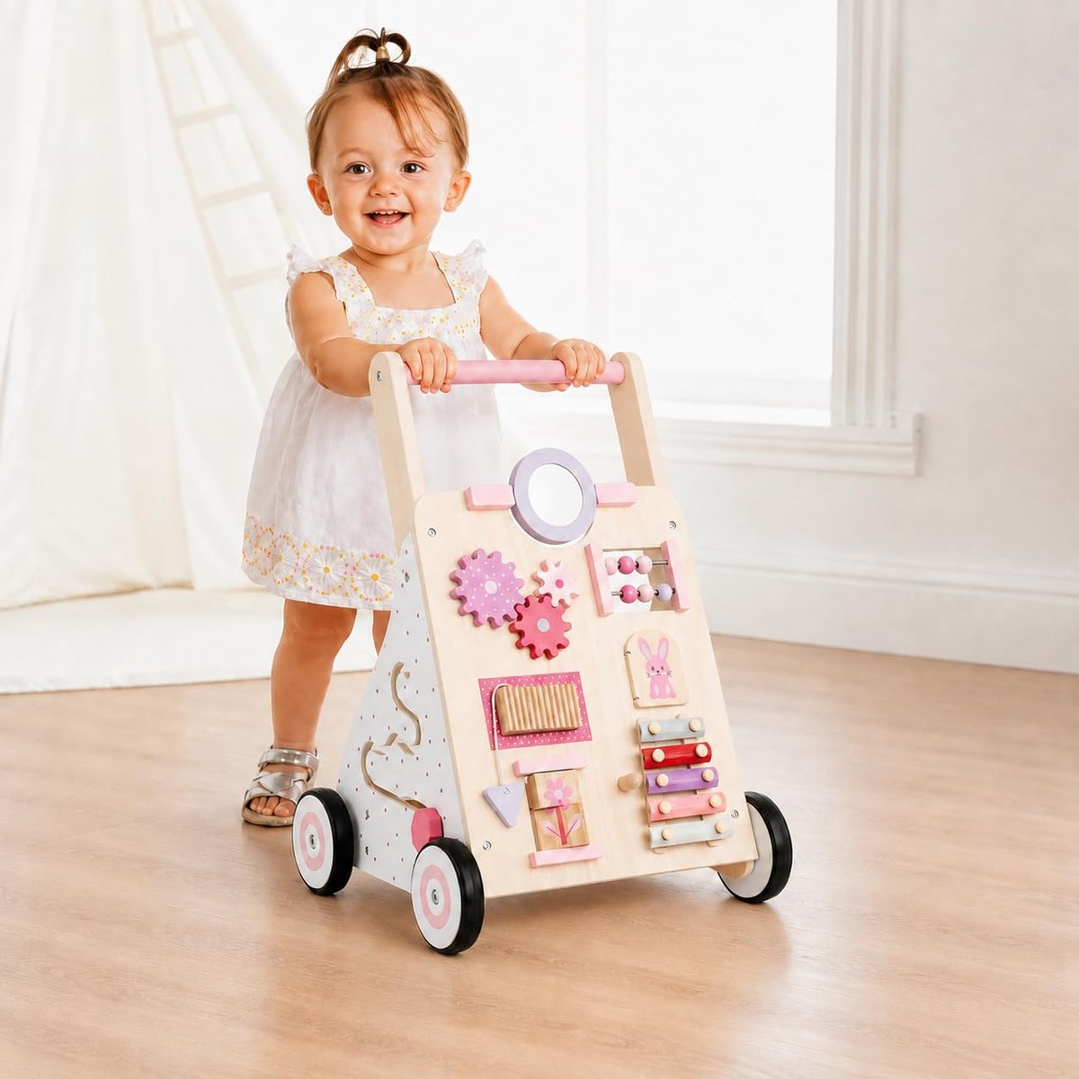 Haus Projekt Wooden Baby Walker Pink – push-along walker