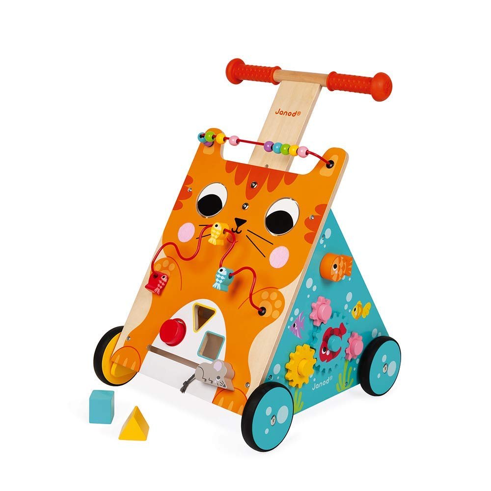 Janod Wooden Activity Baby Walker Cat – push-along walker