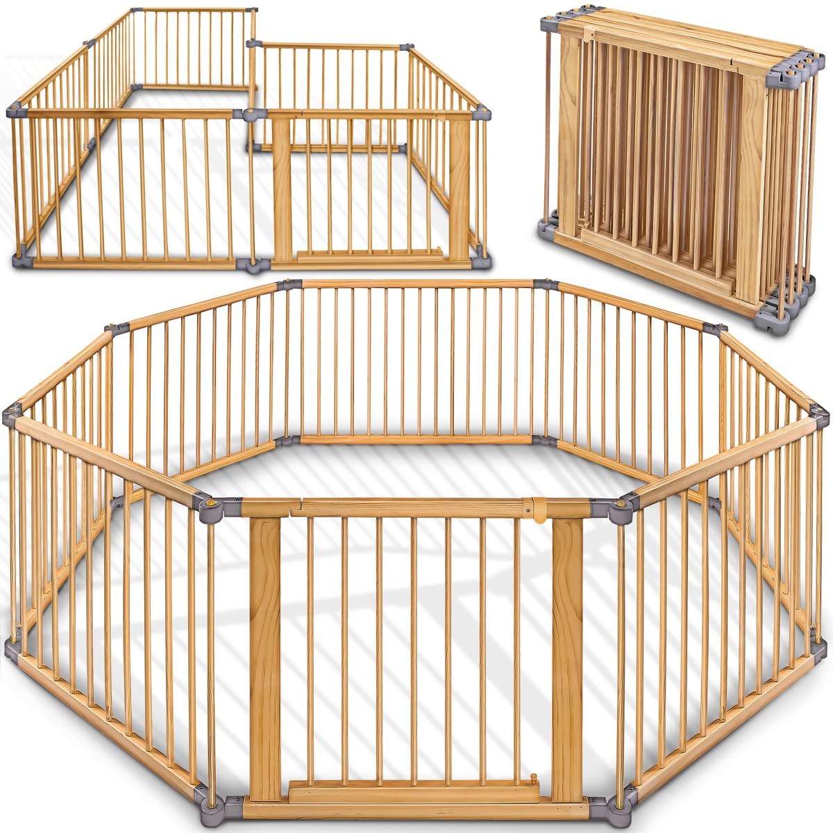 KIDUKU Wooden Baby Child Playpen XXL Foldable Incl. Door – baby playpen