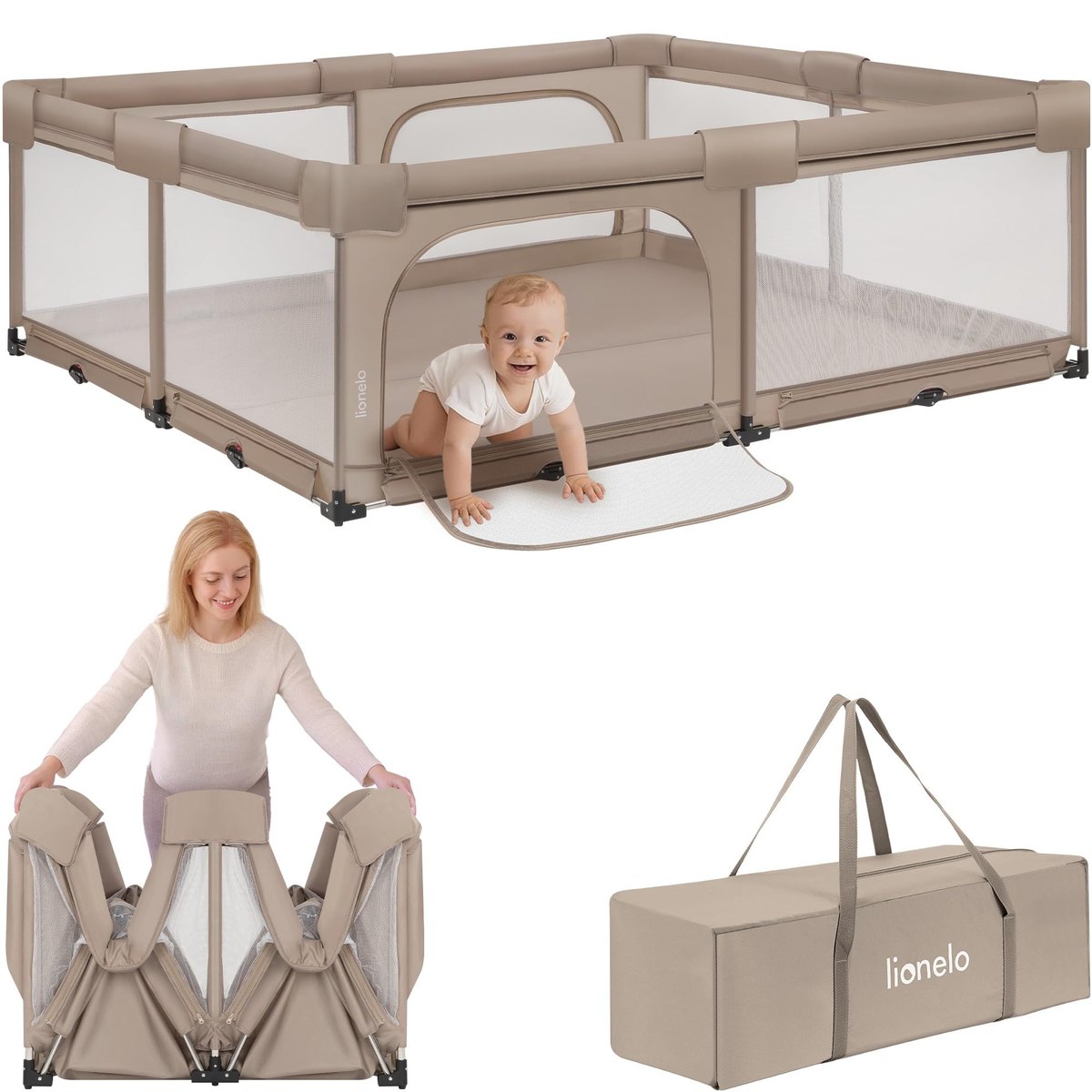 LIONELO Florence XL Foldable Baby Playpen 180 x 200 cm – baby playpen