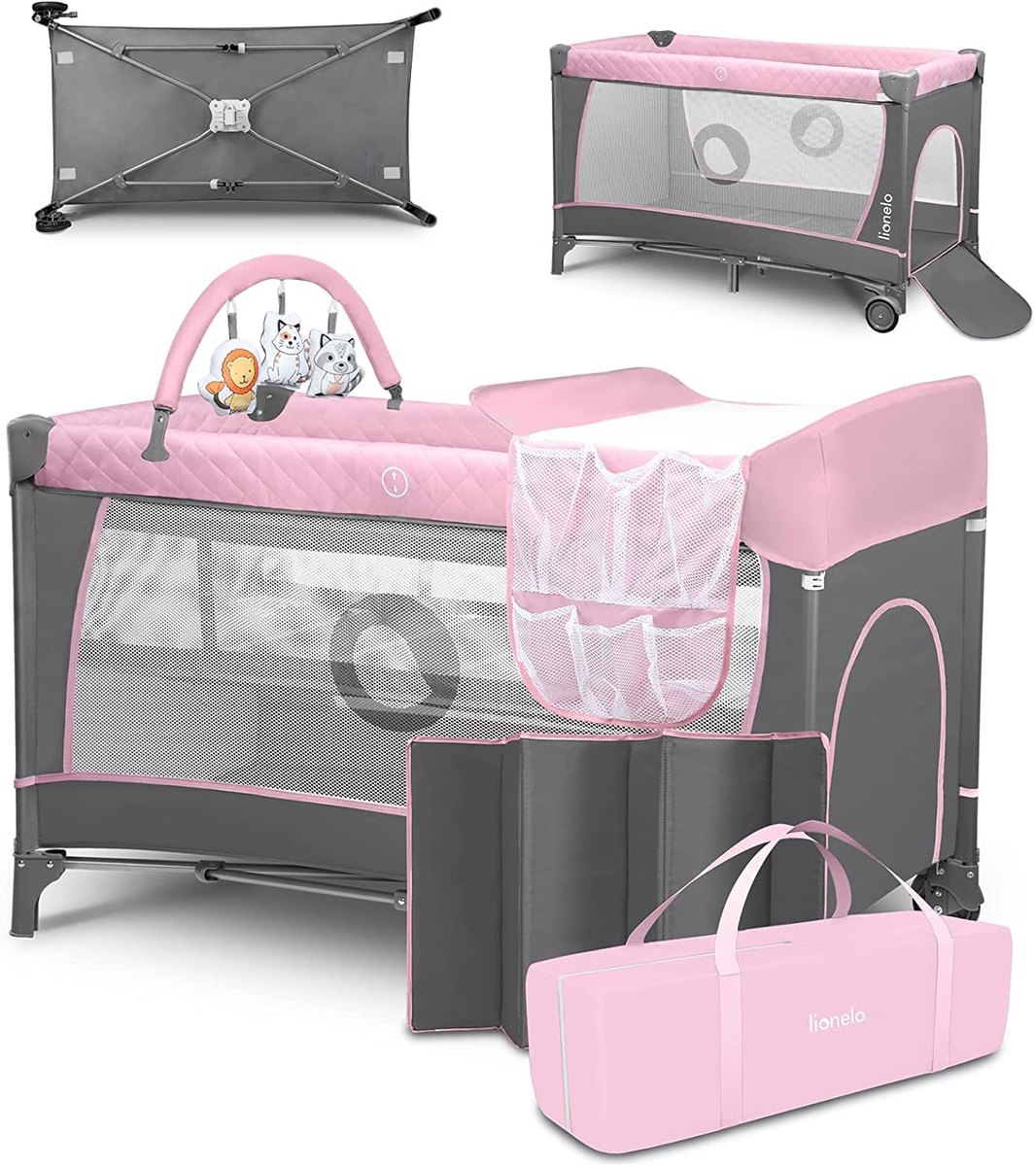 lionelo Flower 2-in-1 Travel Cot and Playpen from Birth – travel cot