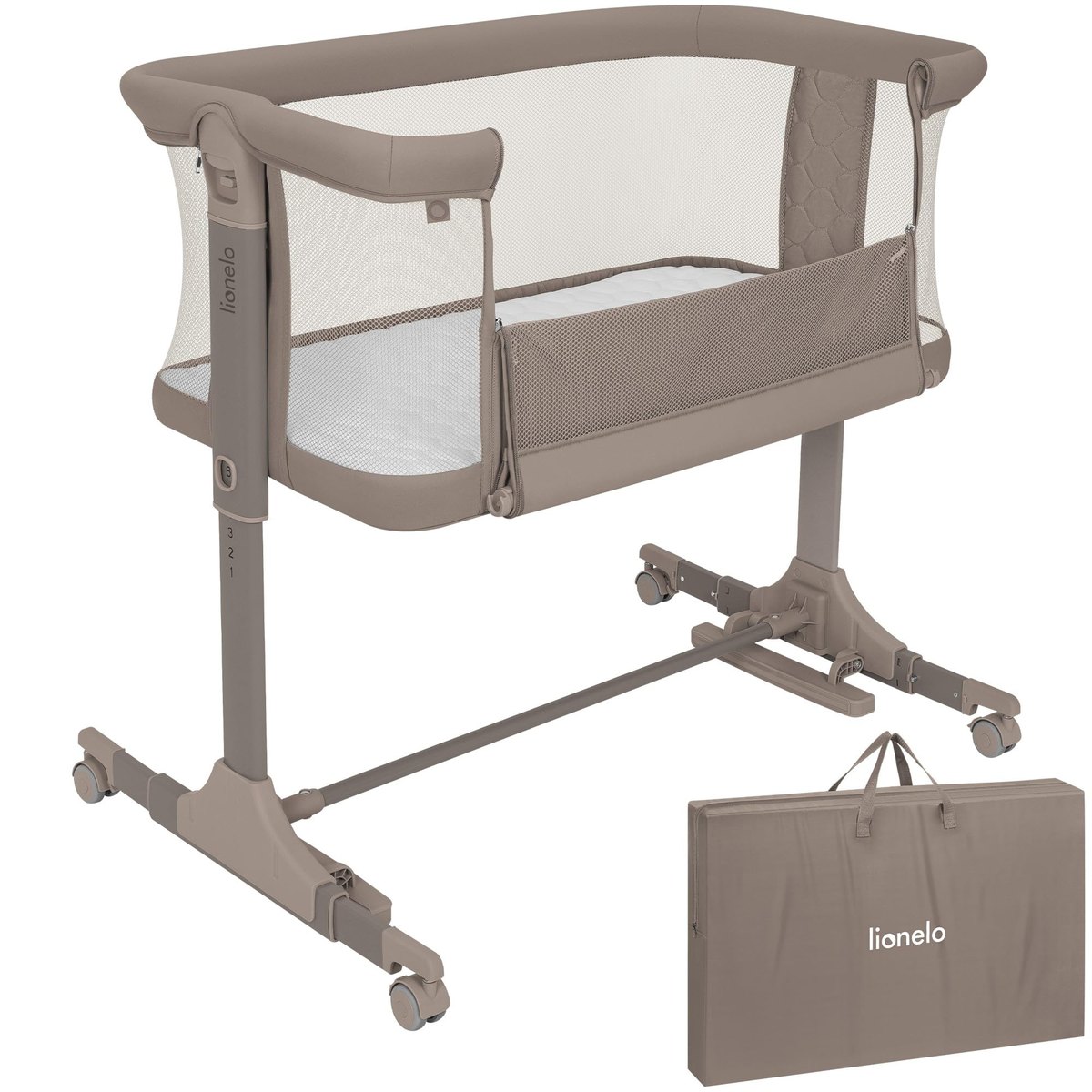 LIONELO Pari 3-in-1 Bedside Cot and Rocking Bassinet from Birth – bedside crib