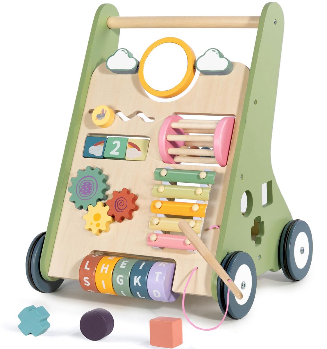 LOL-FUN Wooden Baby Walker 1 2 Year Old Boys Girls – push-along walker