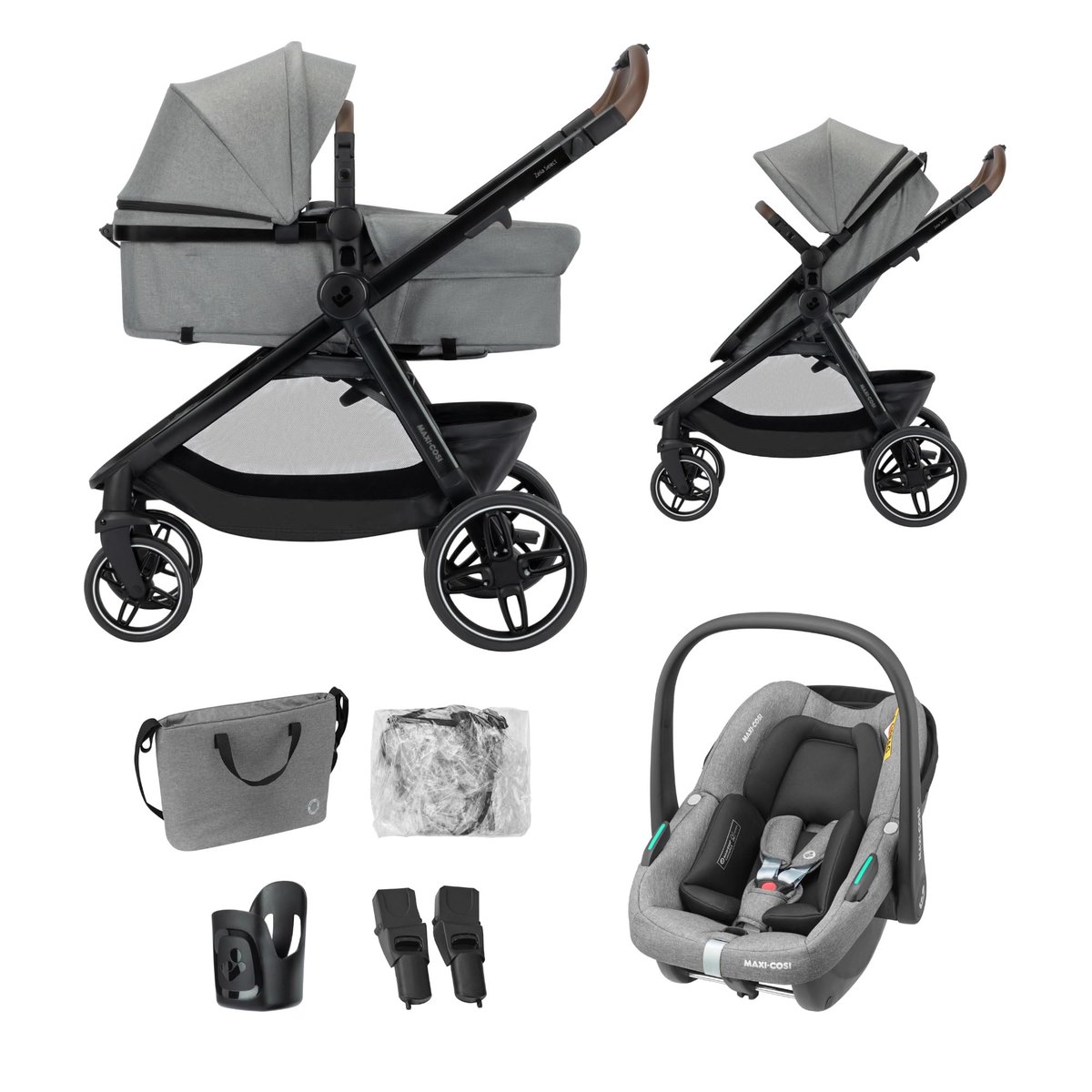 Maxi Cosi Zelia Select Baby Stroller 3 in 1, grey – travel system