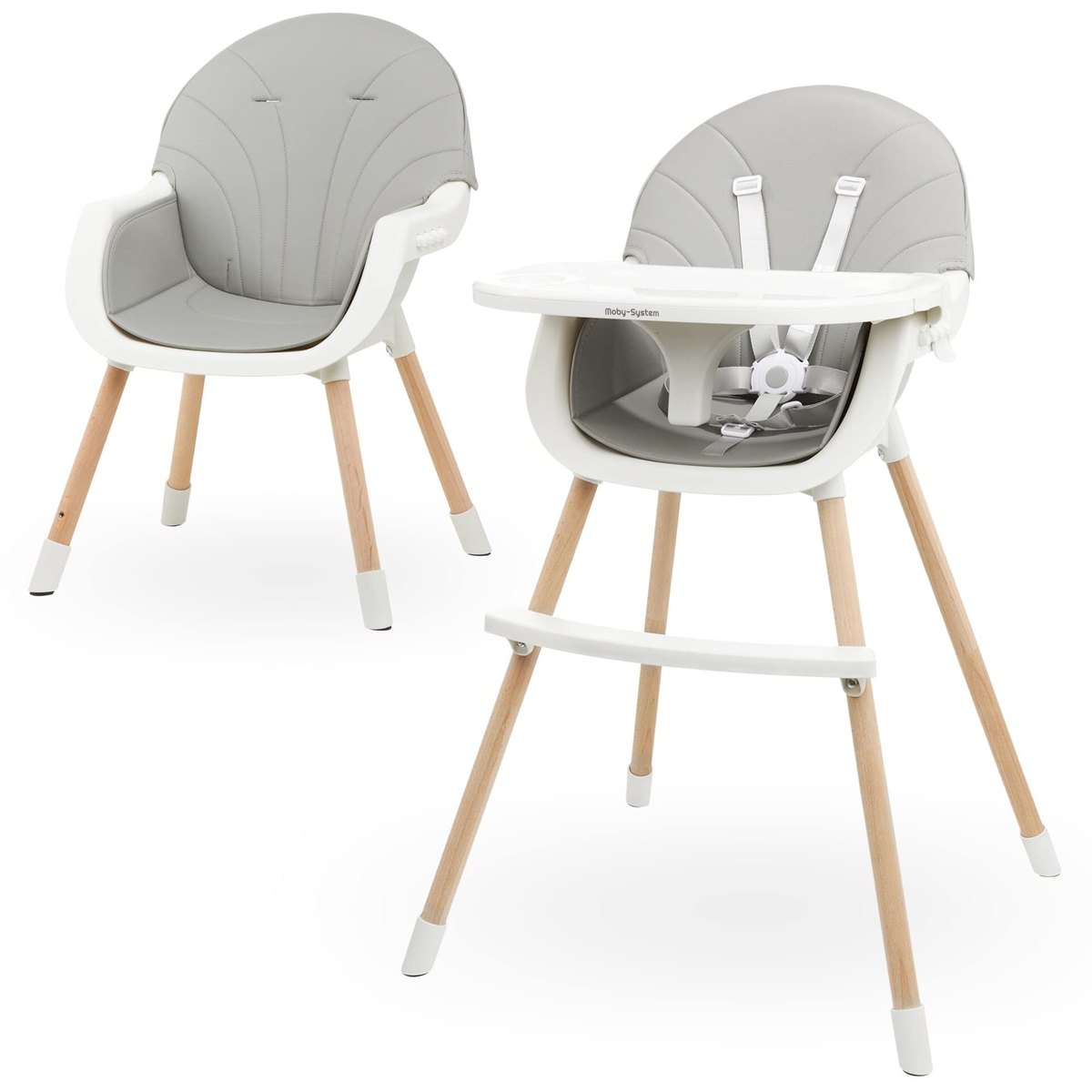 Moby-System Baby High Chair 3-in-1, grey – convertible high chair