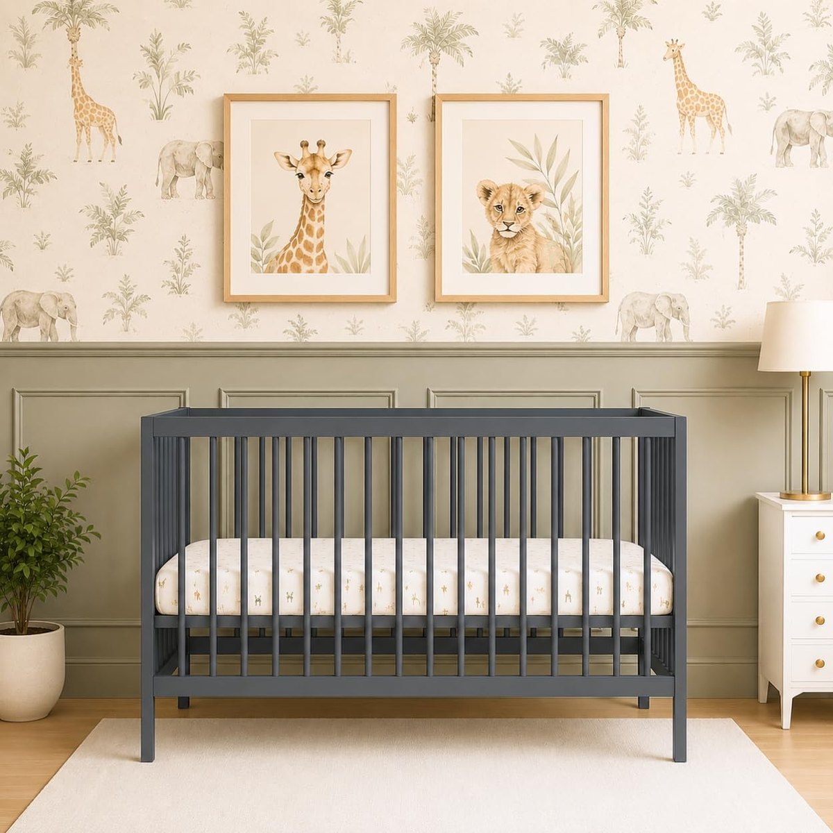 Mokee Mini Cot Bed Space Saving Cot 120x60, blue – cot bed