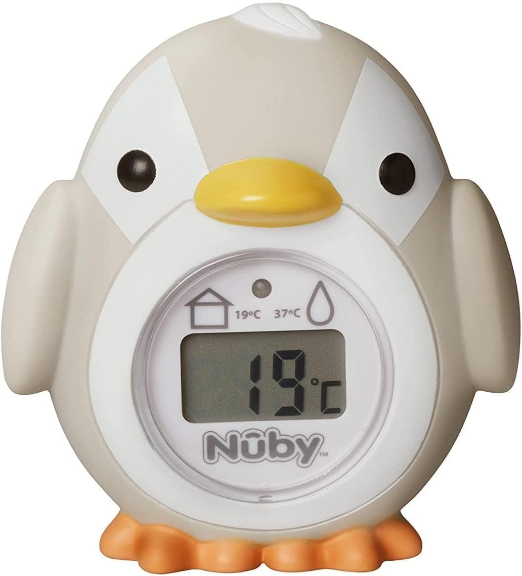 Nuby Penguin Baby Bath Thermometer, grey – bath-time accessory