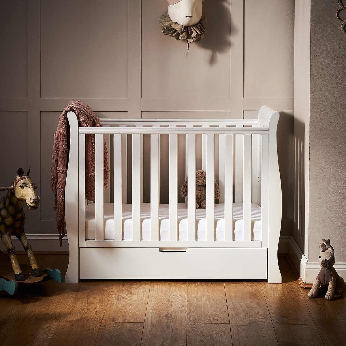 Obaby Stamford Sleigh Space Saver Cot, white – cot bed