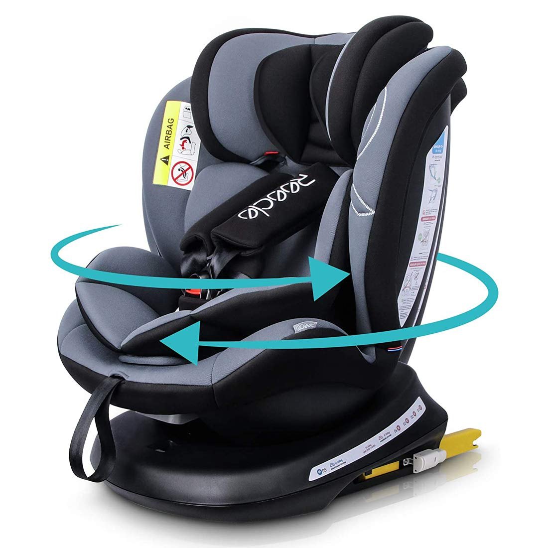 Reecle 360 Swivel Baby Car Seat with ISOFIX, black – rotating car seat