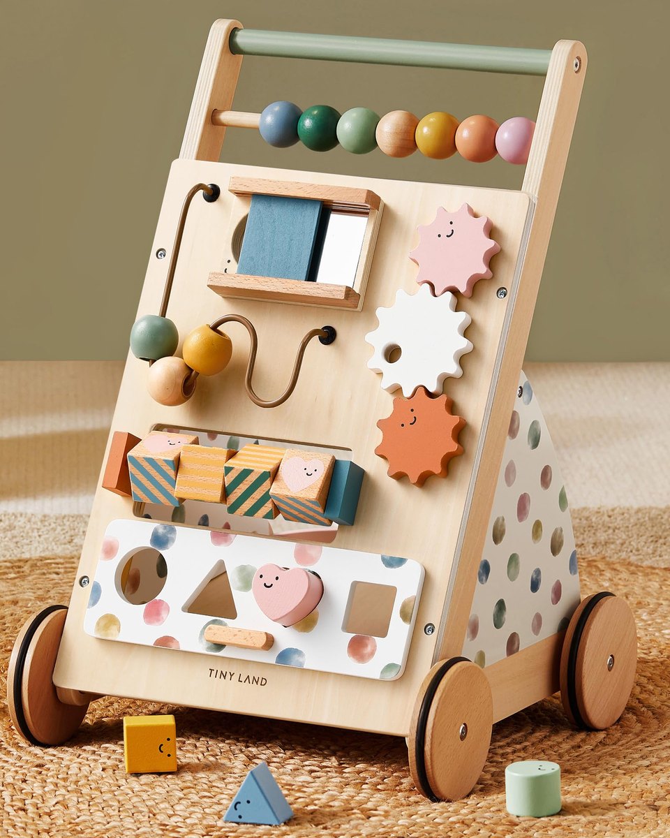 Tiny Land Wooden Baby Walker with Adjustable Speed – push-along walker