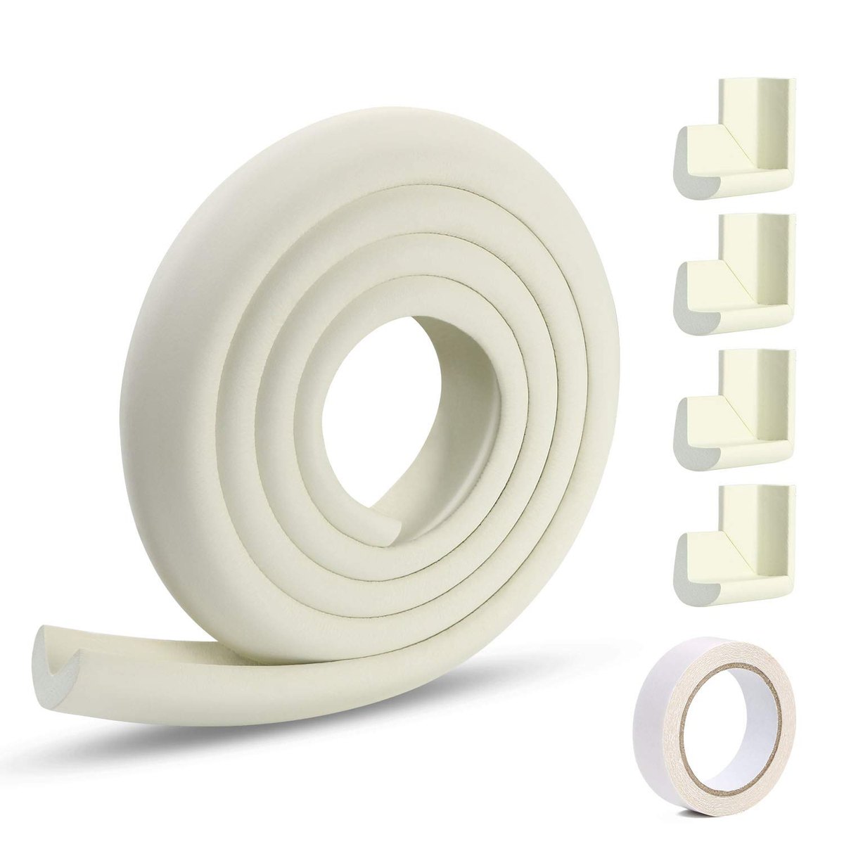 Vicloon Edge Protectors 2 M Foam Safety Strip and 4, white – edge and corner protector set