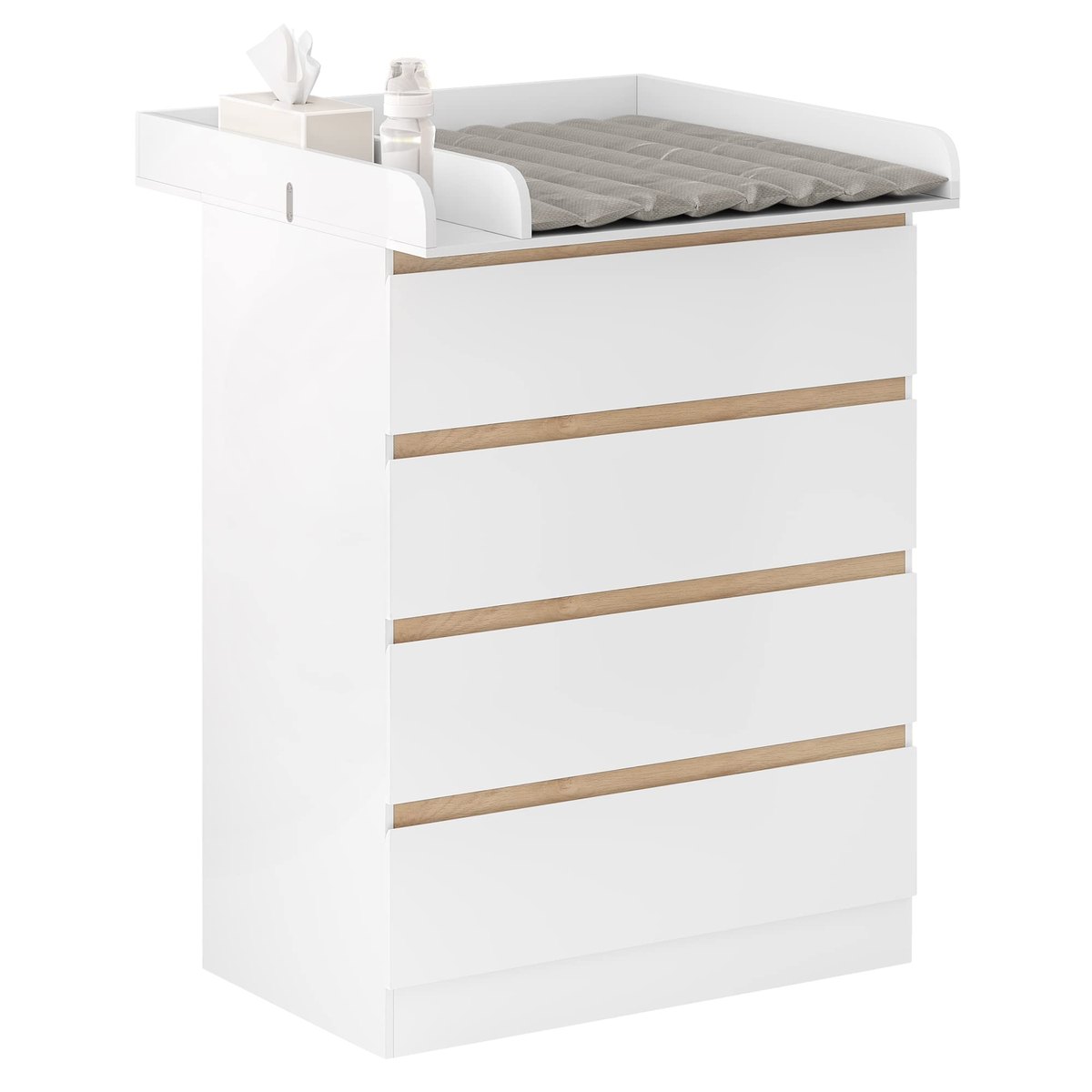 WOLTU Baby Changing Table with 4 Drawers, white – changing table or unit