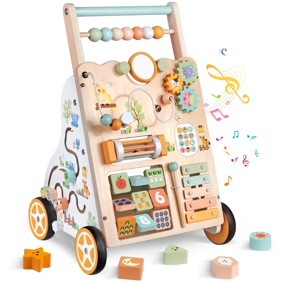 Wooden Baby Walker Push Walker with Wheels – push-along walker